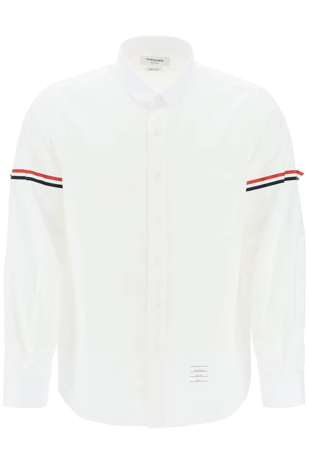 THOM BROWNE  |Button-down Stripes Long Sleeves Plain Cotton Logo Designers