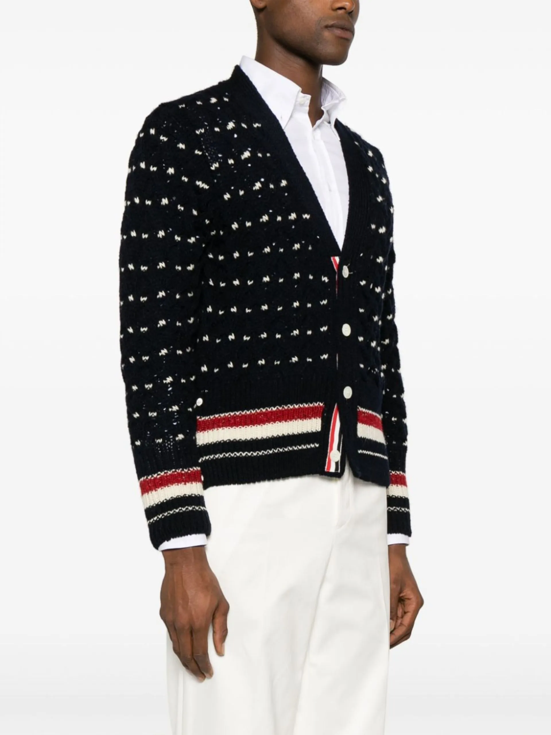 THOM BROWNE  |Button-down Stripes Street Style Designers Cardigans