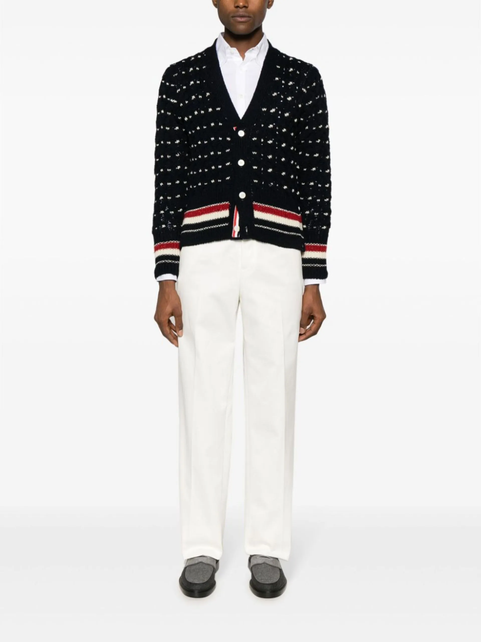 THOM BROWNE  |Button-down Stripes Street Style Designers Cardigans