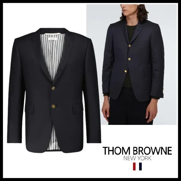 THOM BROWNE  |Button-down Wool Long Sleeves Bridal Designers Tops