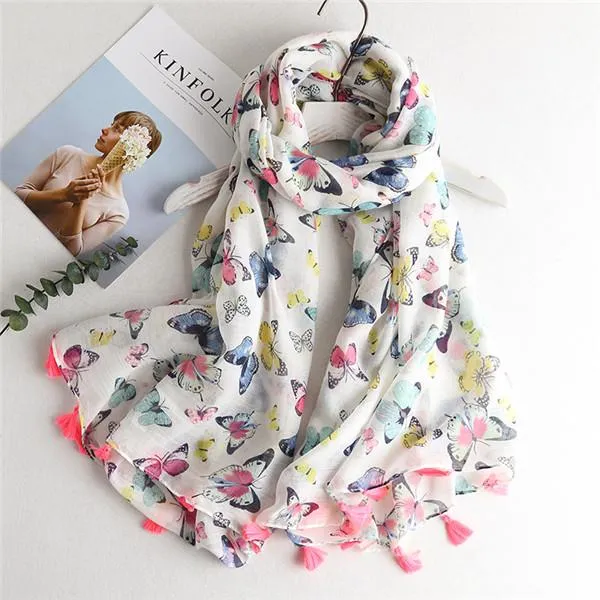 Tropical Print Viscose Hijab Women's Scarf Luxury Beach Fashion Shawl