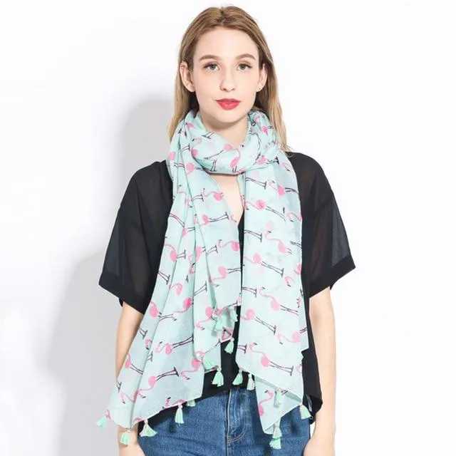 Tropical Print Viscose Hijab Women's Scarf Luxury Beach Fashion Shawl