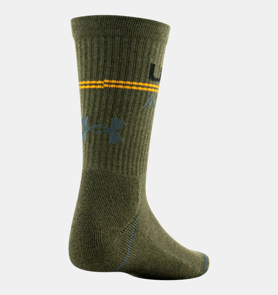 Under Armour Boys' UA Phenom 3-Pack Crew Socks - Marine OD Green/Black/Pitch Gray