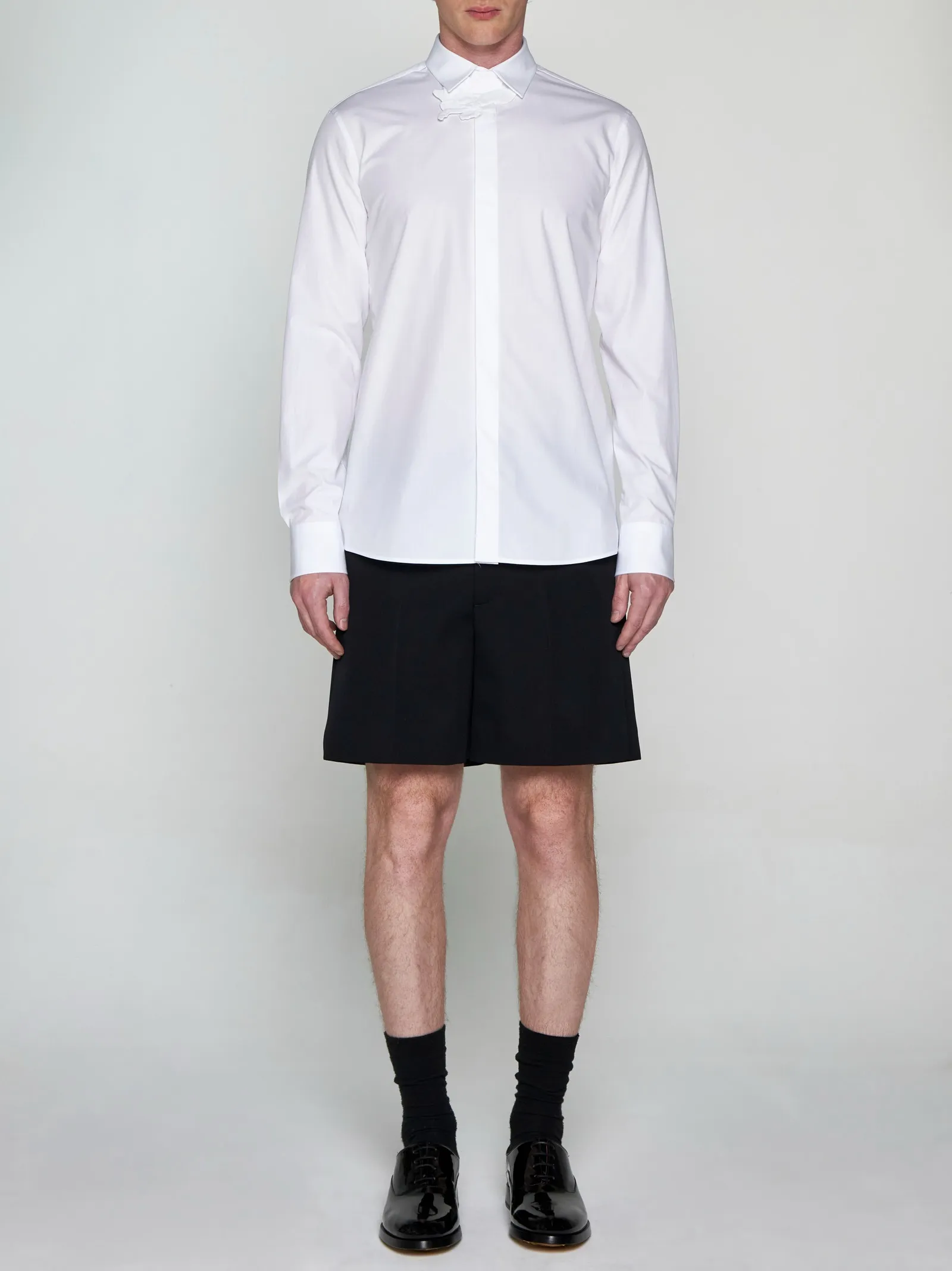 VALENTINO  |Button-down Unisex Street Style Cotton Logo Front Button