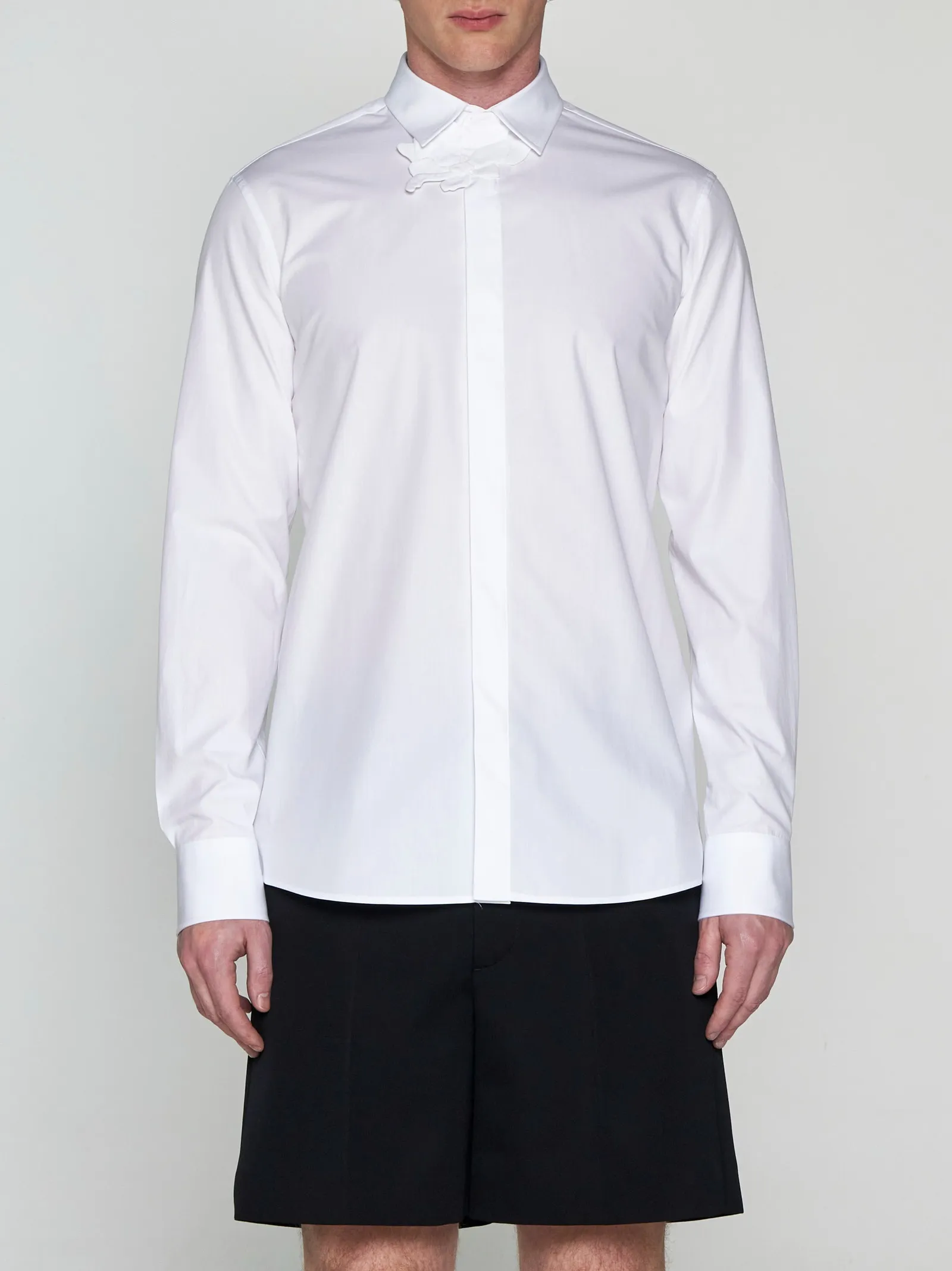 VALENTINO  |Button-down Unisex Street Style Cotton Logo Front Button