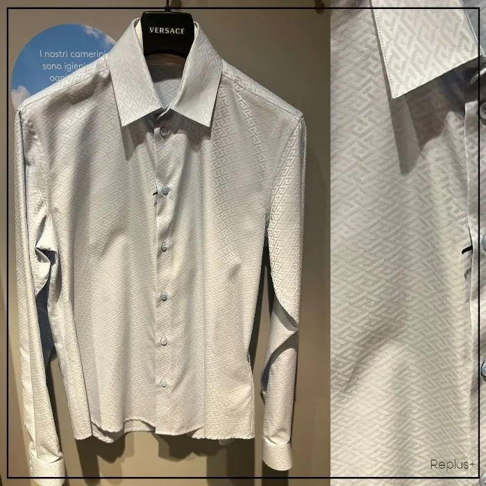 VERSACE  |Button-down Long Sleeves Bridal Logo Luxury Shirts