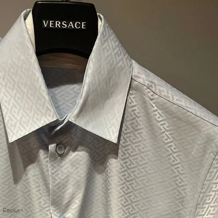 VERSACE  |Button-down Long Sleeves Bridal Logo Luxury Shirts