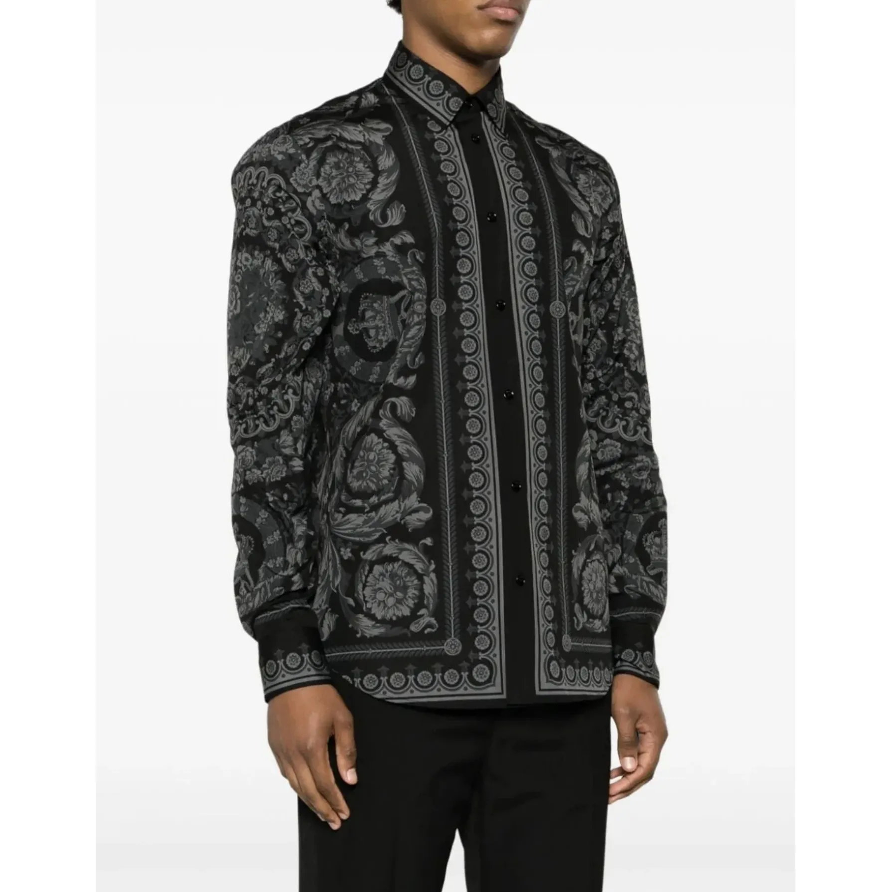 VERSACE  |Button-down Paisley Street Style Long Sleeves Cotton Luxury