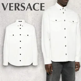 VERSACE  |Button-down Street Style Plain Cotton Logo Luxury Shirts