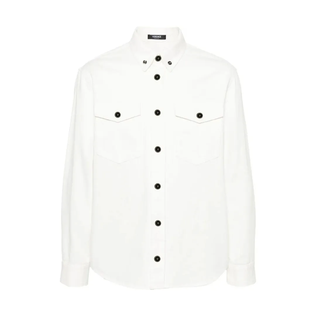 VERSACE  |Button-down Street Style Plain Cotton Logo Luxury Shirts