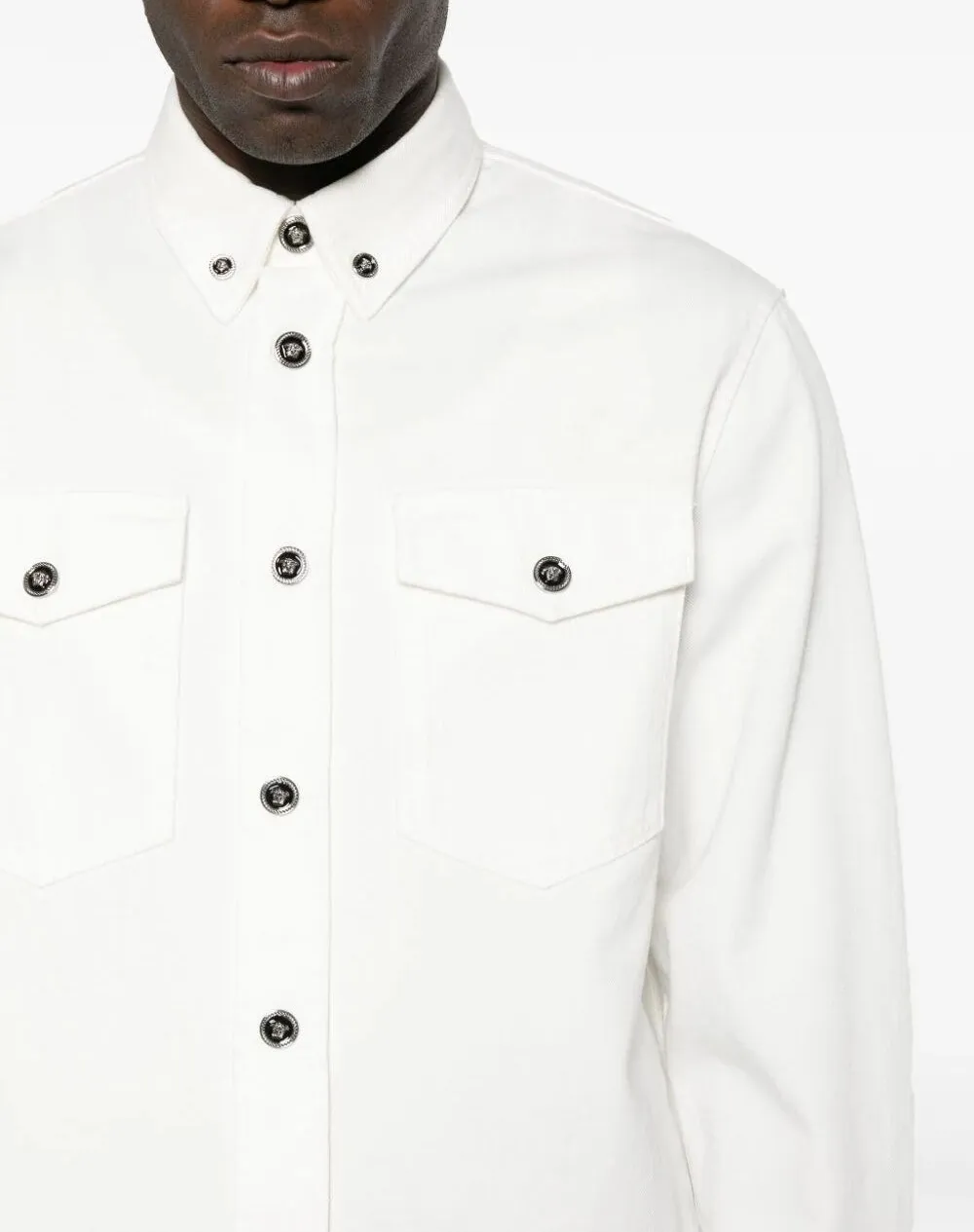 VERSACE  |Button-down Street Style Plain Cotton Logo Luxury Shirts