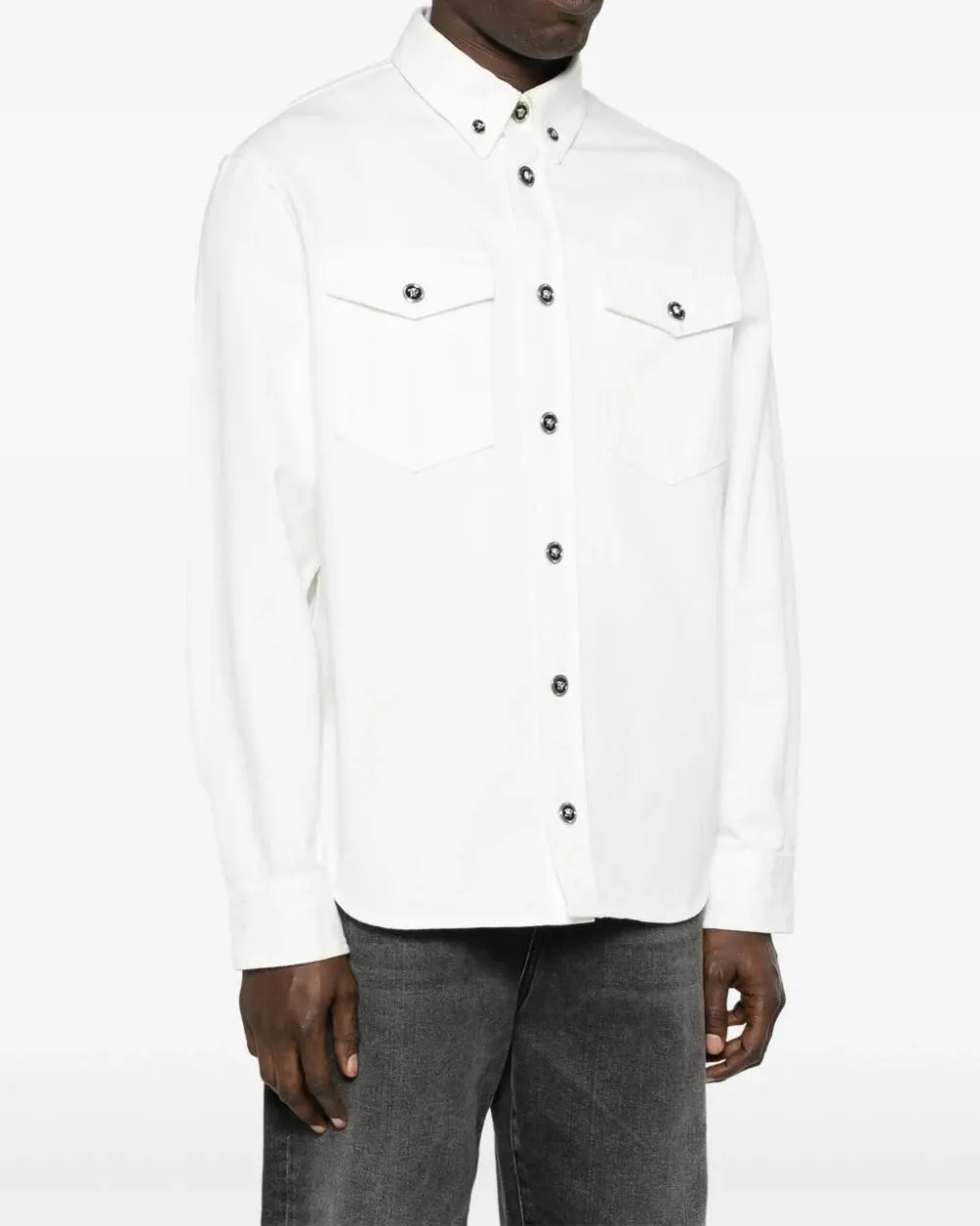 VERSACE  |Button-down Street Style Plain Cotton Logo Luxury Shirts