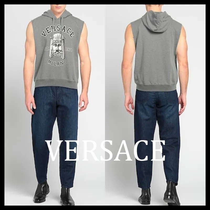 VERSACE  |Unisex Sleeveless Street Style U-Neck Long Sleeves Plain