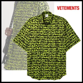 VETEMENTS  |Button-down Monogram Street Style Cotton Short Sleeves Logo