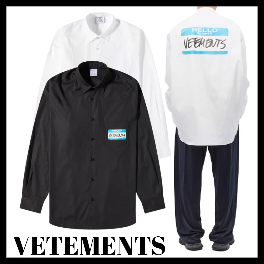 VETEMENTS  |Button-down Monogram Street Style Long Sleeves Cotton Logo