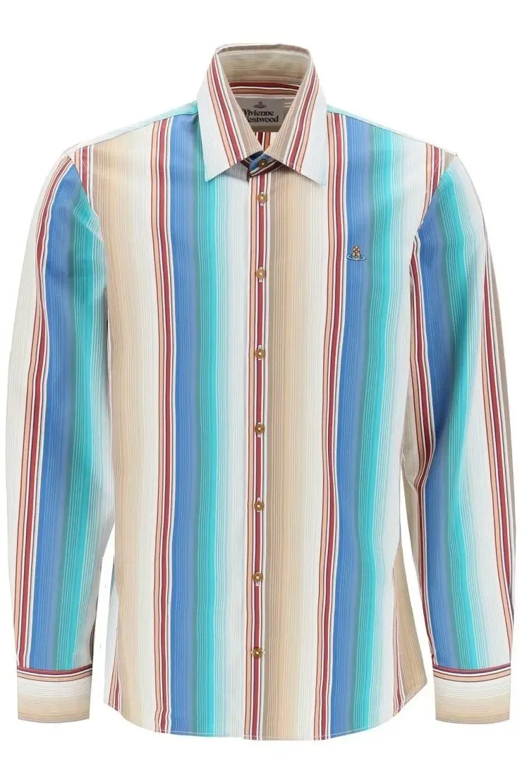 Vivienne Westwood  |Button-down Stripes Cotton Short Sleeves Logo Shirts