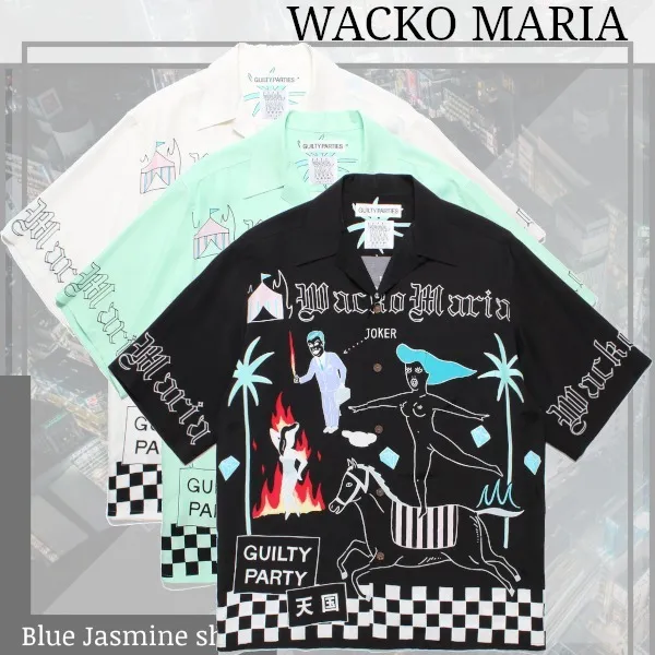 WACKO MARIA  |Button-down Collaboration Short Sleeves Logo Shirts