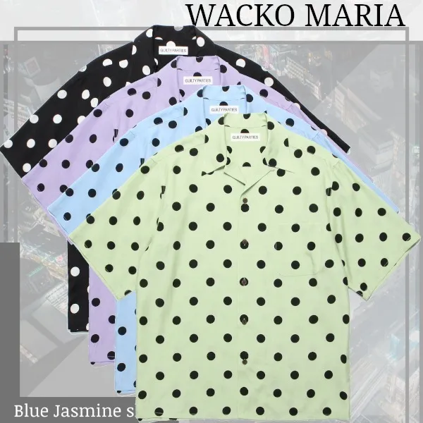 WACKO MARIA  |Button-down Dots Collaboration Short Sleeves Logo Shirts