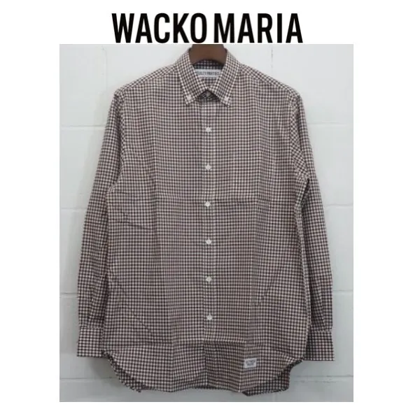 WACKO MARIA  |Button-down Gingham Street Style Long Sleeves Cotton Shirts