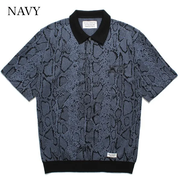 WACKO MARIA  |Button-down Silk Cotton Short Sleeves Python Logo Polos