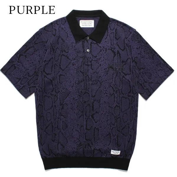 WACKO MARIA  |Button-down Silk Cotton Short Sleeves Python Logo Polos