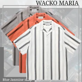 WACKO MARIA  |Button-down Stripes Short Sleeves Logo Shirts