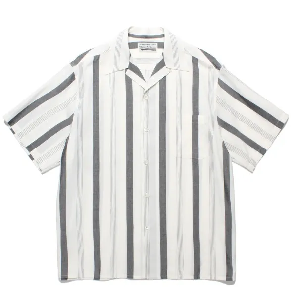 WACKO MARIA  |Button-down Stripes Short Sleeves Logo Shirts