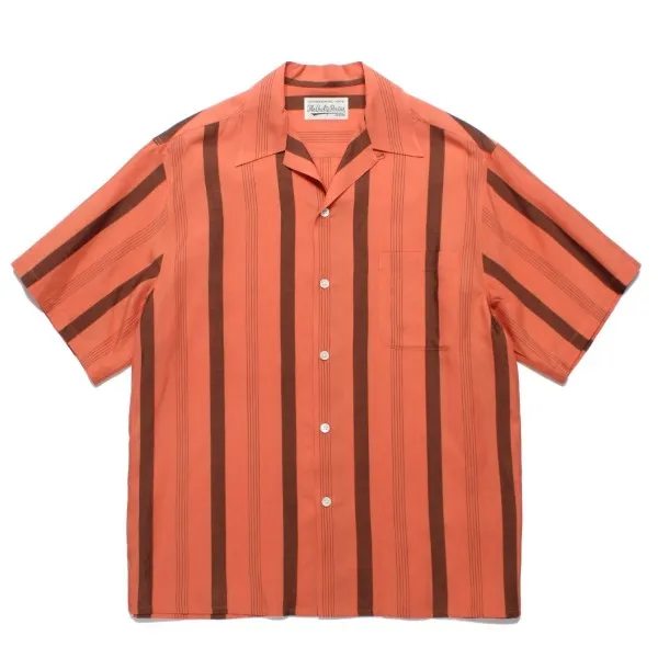 WACKO MARIA  |Button-down Stripes Short Sleeves Logo Shirts