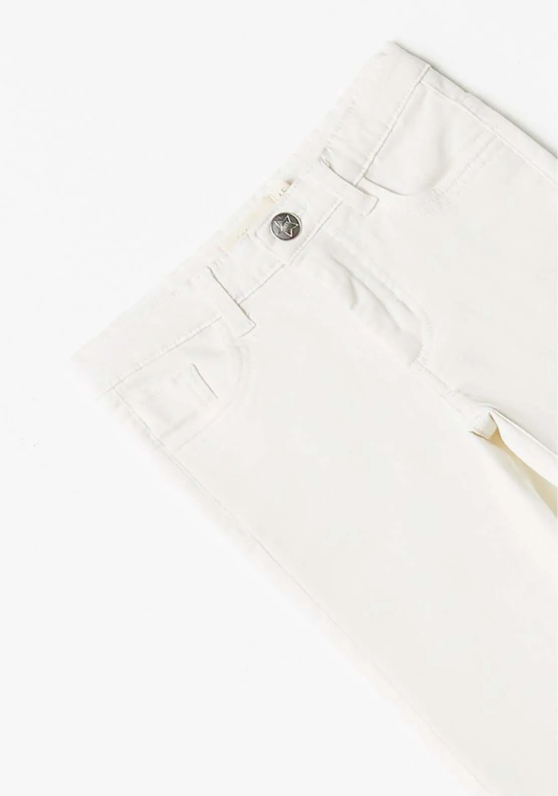 White Plain Twill Jeans - Cream