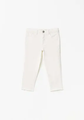 White Plain Twill Jeans - Cream