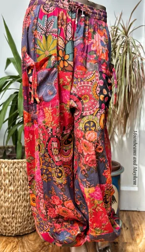 WILD BLOOMS XL COTTON HAREM TROUSERS (082)