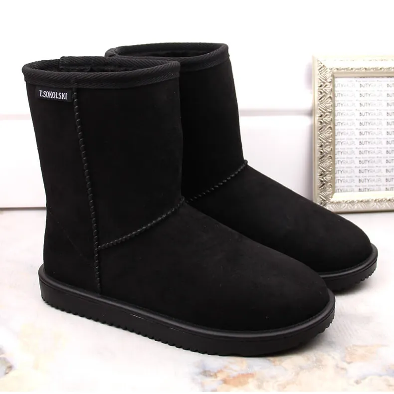 Women's suede Eskimo slip-on snow boots, black T.Sokolski EMU2241