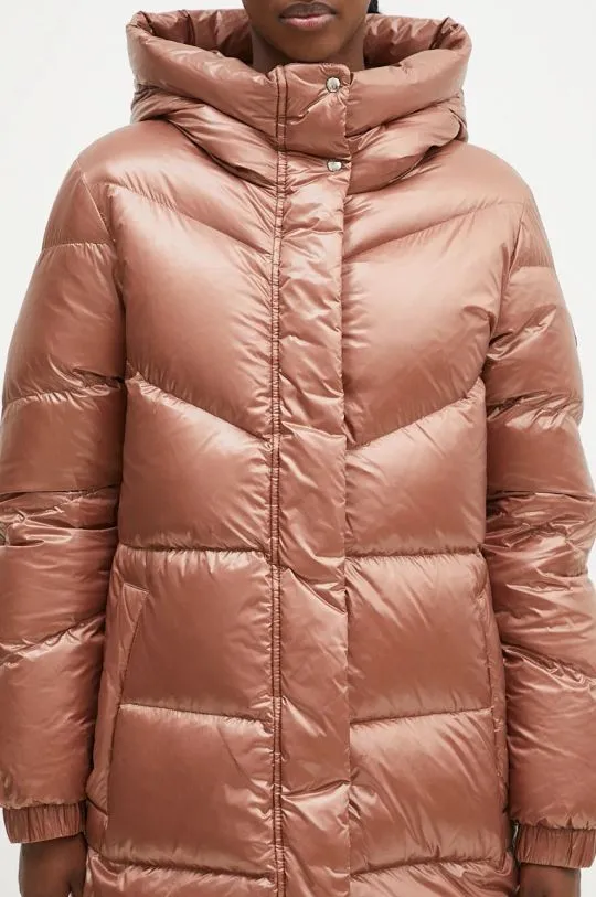 Woolrich down jacket Aliquippa Long Puffer Jacket women's brown color CFWWOU0926FRUT3085