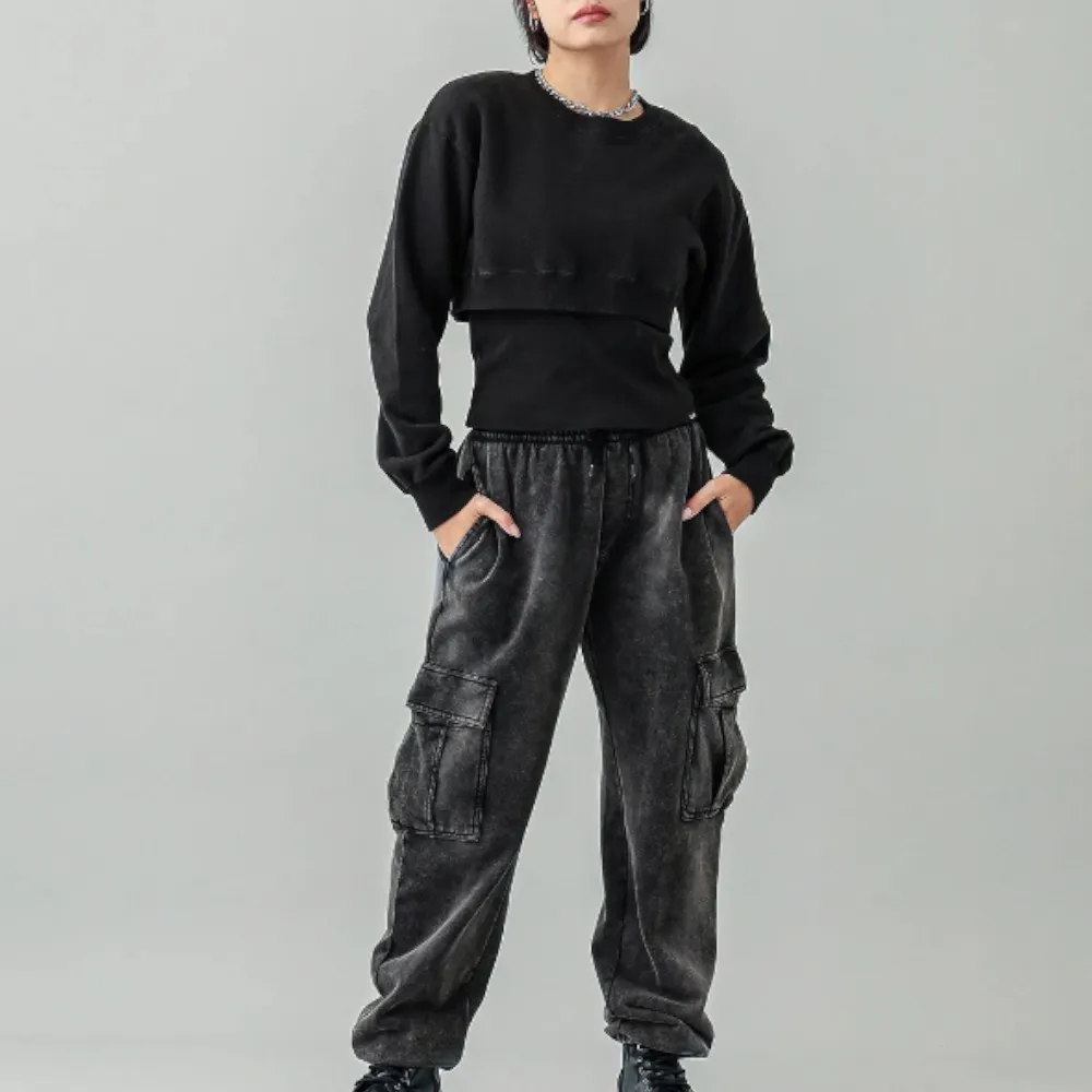 X-girl  |Street Style Long Sleeves Plain Cotton Co-ord Logo