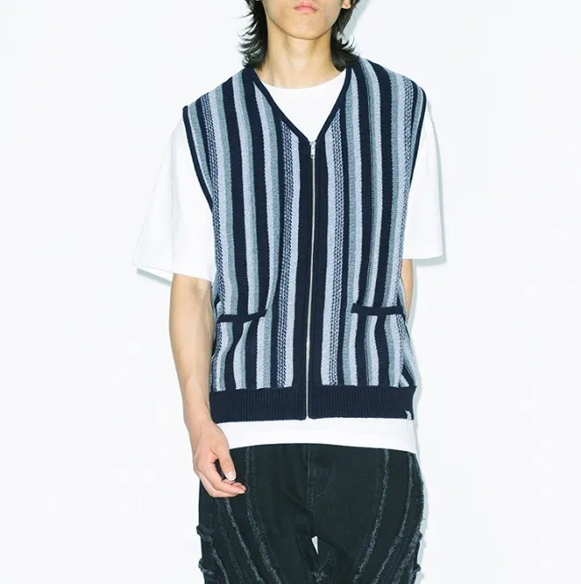 YESEYESEE  |Stripes Unisex Wool Nylon Street Style Plain Oversized Logo