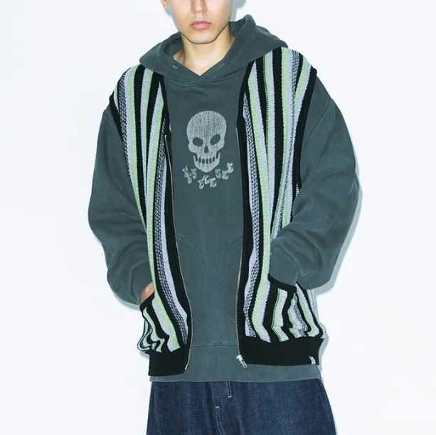 YESEYESEE  |Stripes Unisex Wool Nylon Street Style Plain Oversized Logo